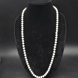 Monet White Beaded Neclace Pat Pending Vintage Costume Jewelry